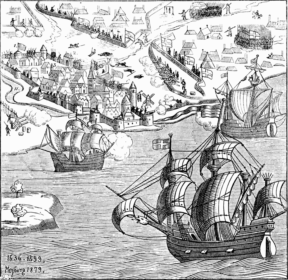 Ældste billede af København. Tegnet af ukendt kunstner under belejringen af København 1536.
